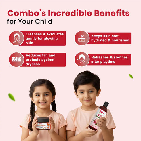 Babyorgano Skin Care Combo for Kids Natural Ubtan Pure Rose Water Combo