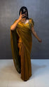 Ethnic Suits Golden Color Zip and go Saree with Beads
