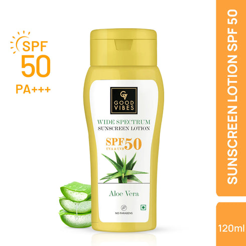 Good Vibes Aloe Vera Wide Spectrum Sunscreen Lotion SPF 50 120ml