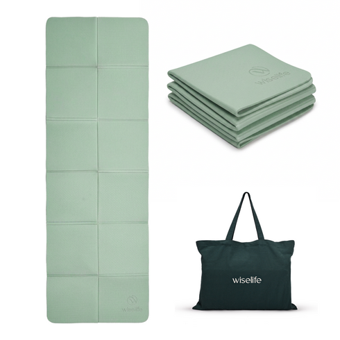 Wiselife Foldable Travel Yoga Mat TPE 5mm With Carry Bag