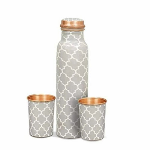 Coppjal Meena Copper Bottle With Glass