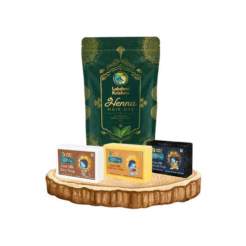 Lakshmi Krishna Naturals Henna Hair Dye + Goat Milk Soap Combo