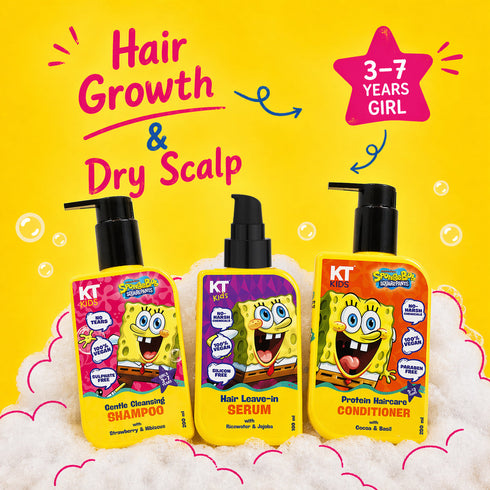 Kt Kids Haircare Trio Combo Gentle Cleansing Shampoo Girls Age 3 7 yrs Conditioner Protein Haircare Cream Hair Leave In Serum
