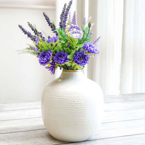 Behoma Hammered Vase – White