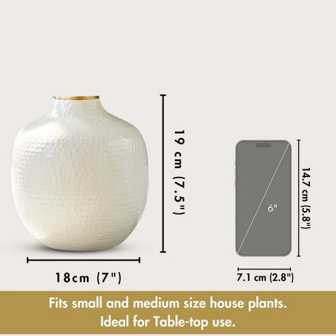 Behoma Hammered Vase – White