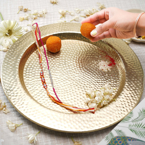 Metal Hammered Gold Platter, Large