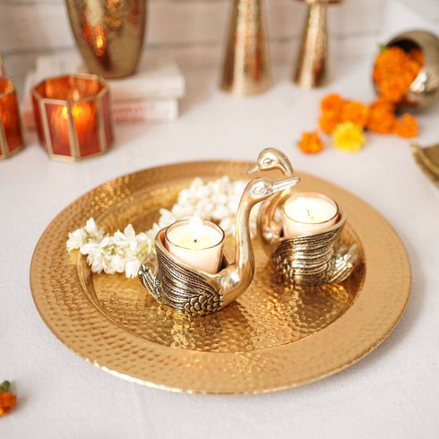 Metal Hammered Gold Platter, Large