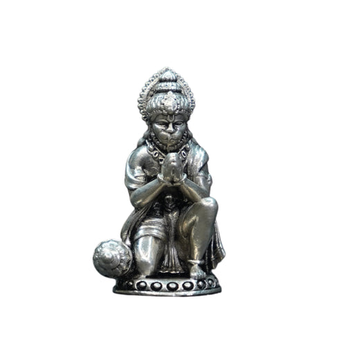 Pure Silver Antique Hanuman Sitting 27.82G By Mahita Collections