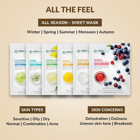 Mirabelle Korea Fairness Korean Facial Sheet Mask Pack of 6 Made in Korea