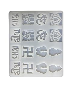 Eoast 16 Cavity Silicone Resin Mould - Shubh Labh, Swastik, Kalash & Om
