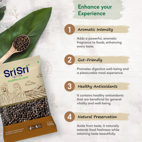 sri sri tattva black pepper whole kali mirch