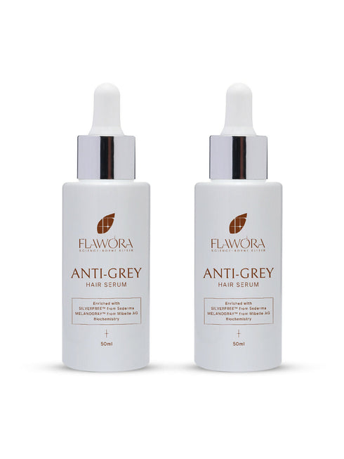 Flawora Anti-Grey Hair Serum With 1.5% Silverfree And 2% Melanogrey For Reversing Grey Hair