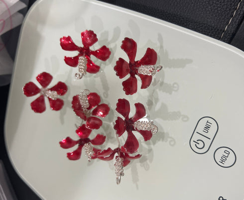 Pure Silver Red Hibiscus Flowers 7g