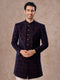 Manyavar Deep Blue and Wine Imperial Patterned Indo Western Set