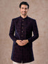 Manyavar Deep Blue and Wine Imperial Patterned Indo Western Set