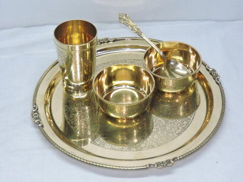 Pure Brass Thali Set 5 Pcs 1346g