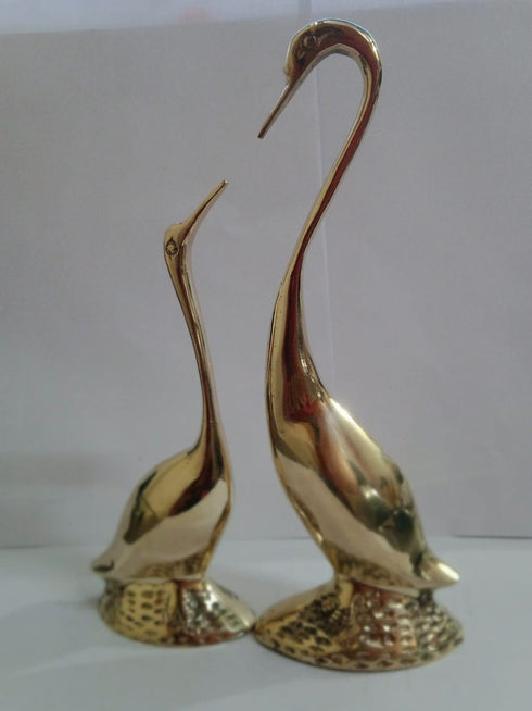 Brass Showpiece Duck Pair Statue 390g