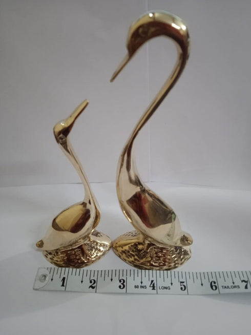Brass Showpiece Duck Pair Statue 390g