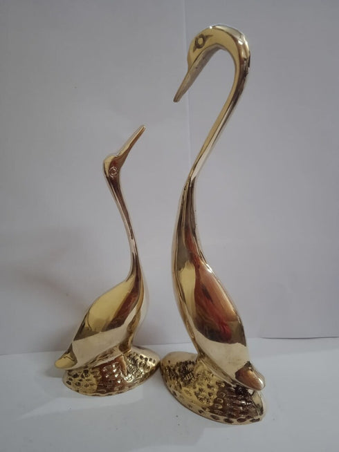 Brass Showpiece Duck Pair Statue 390g