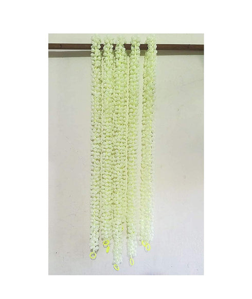 5ft Artificial White Mogra Flower Garland (Pack of 5 Strings)
