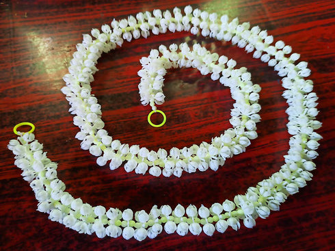 5ft Artificial White Mogra Flower Garland (Pack of 5 Strings)