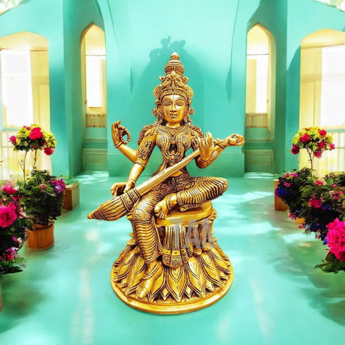 Tamas Brass Saraswati Maa Statue / Idol