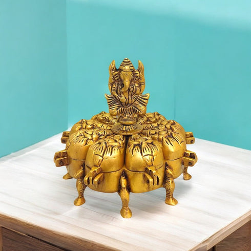 Tamas Handcrafted Brass Kumkum Box - A Beautiful and Traditional Accessory