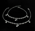 Daily wear 925 Sterling Silver White CZ Star Charm Chain Anklet Payal Pair