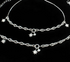 Daily wear 925 Sterling Silver White CZ Star Charm Chain Anklet Payal Pair