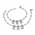 Peacock design jhanjhar 925 Sterling Silver Green white CZ Oxidised women Anklet Pair