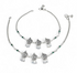 Traditional 925 Sterling Silver Green White CZ Oxidized Peacock design women payal Anklet Pair