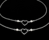 Exclusive 925 Sterling Silver girlish White CZ heart Chain Anklet Pair