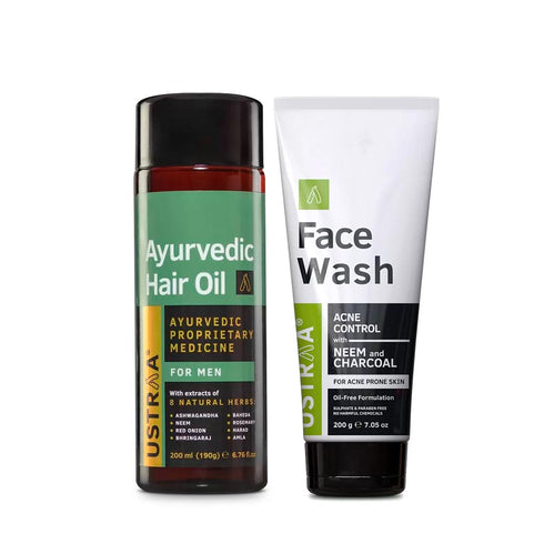 USTRAA Ayurvedic Hair Oil & Face Wash Acne Control