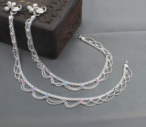 Real Silver Jhalar Design Wedding Anklet -Ethnic Payal for Women