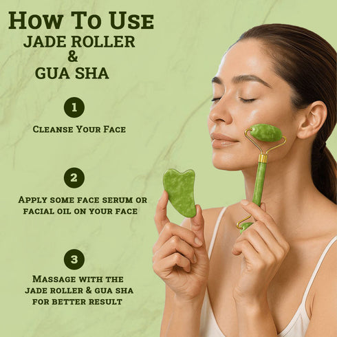 Moraze Cosmetics Jade Roller Face Massager Tool with FREE Gua Sha