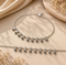 925 Sterling Silver White CZ Oxidised Floral Charm Payal Anklet Pair