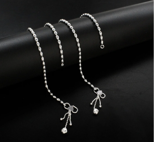 Beach wear 925 Sterling Silver women Chain Anklet Pair