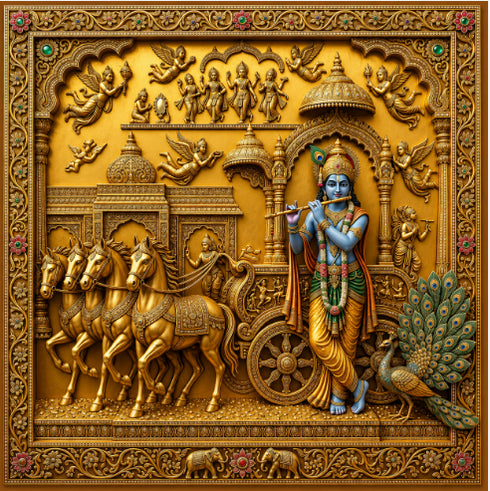 Back Drop India Dwarka Rajya Vaibhav Krishna Janmashtami Decoration Backdrop