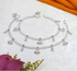 Real Silver Multi CZ Anklet Payal with Ghungroos