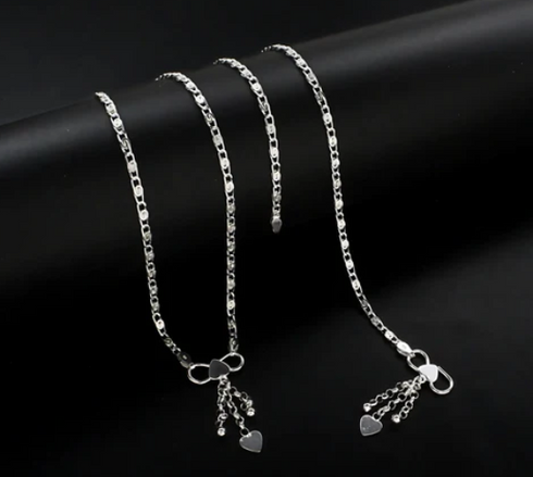 925 Sterling Silver women Charm Chain Anklet Pair