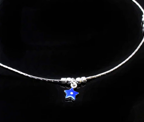 Real Silver Star Style Anklet Bracelet- Single