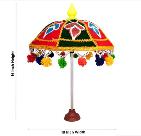 Temple Umbrella - 14 x 10 Inches | Velvet Utsava Decorative Umbrella