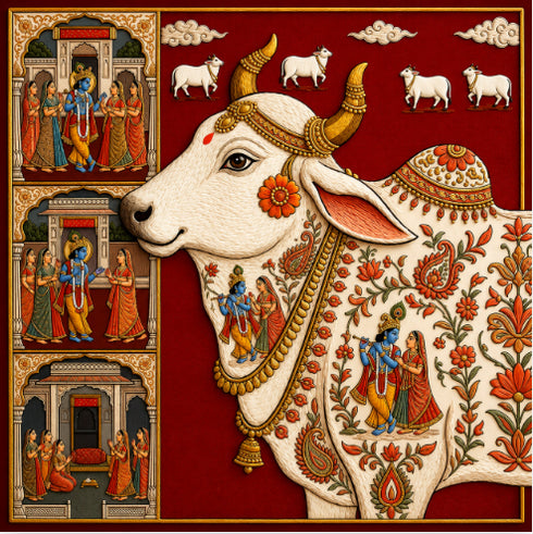 Back Drop India Kamdhenu Kripa Spiritual Janmashtami Decoration Backdrop