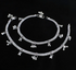 Real Silver Multi CZ Anklet Payal with Ghungroos