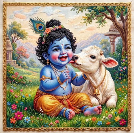 Back Drop India Gokul Vatsalya Baby Krishna Janmashtami Decoration Backdrop