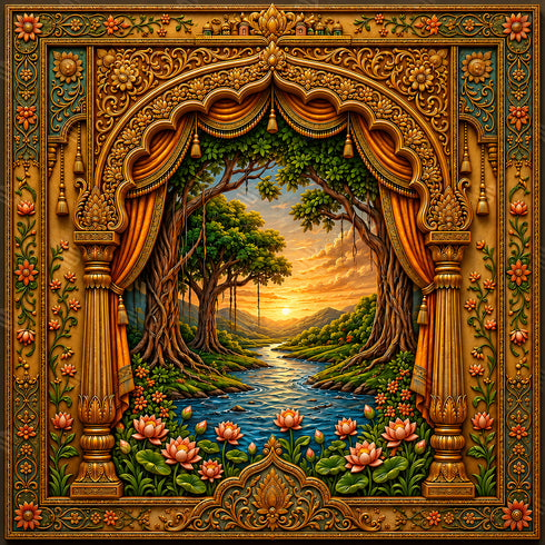 Back Drop India Vanamandir Riverside Retreat Ganesh Chaturthi Decoration Backdrop