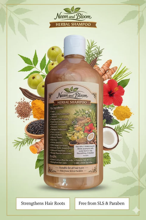 Neem & Bloom Natural herbal shampoo for healthy | shiny hair