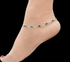 Boho Look 925 Sterling Silver Green White CZ Oxidised Snake line Anklet