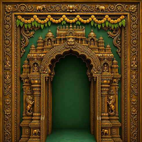 Back Drop India Devadwara Emerald Entrance Ganesh Chaturthi Decoration Backdrop