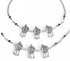 Traditional 925 Sterling Silver Green White CZ Oxidized Peacock design women payal Anklet Pair